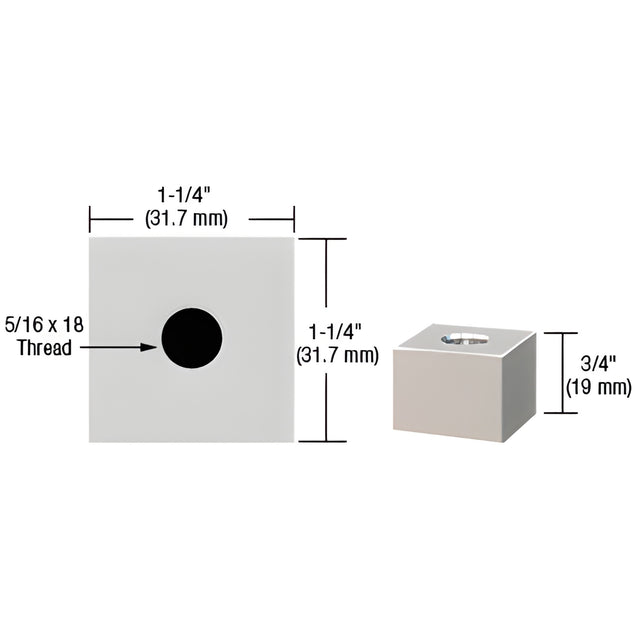 CRL Satin Chrome 1-1/4" Square Standoff Base - 3/4" in Length