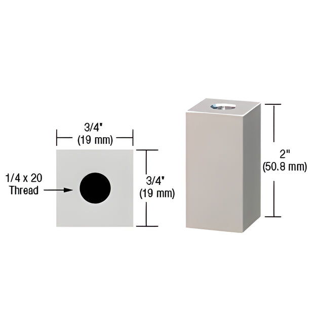 CRL Satin Chrome 3/4" Square Standoff Base 2" Long