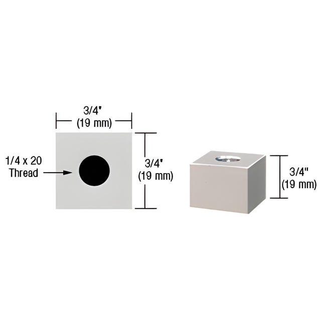 CRL Satin Chrome 3/4" Square Standoff Base 3/4" Long