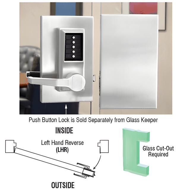 CRL Satin Chrome 6" x 10" LHR Center Push Button Lock With Housing