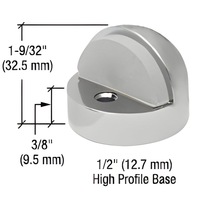 CRL Satin Chrome Floor Mounted High Profile 3/8" Base Dome Stop