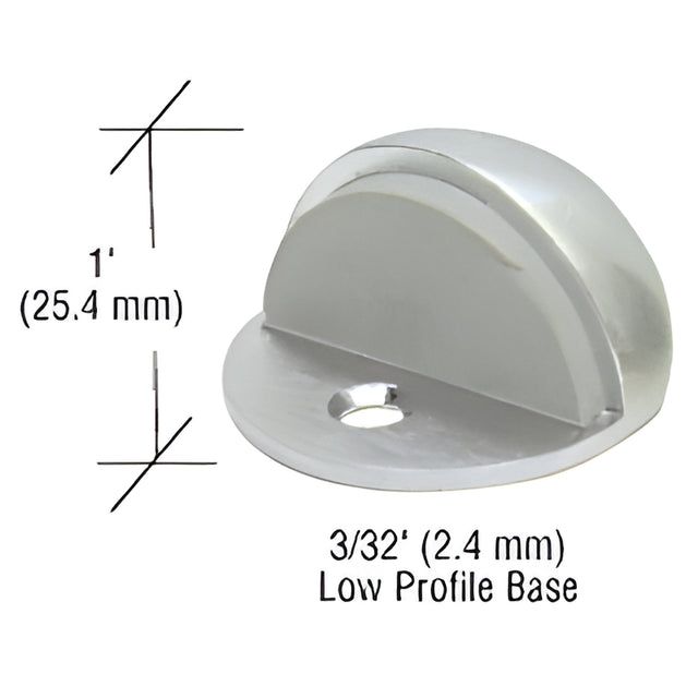 CRL Satin Chrome Floor Mounted Low Profile 3/32" Base Dome Stop