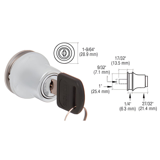 CRL Satin Chrome Lock for Cabinet Glass Door