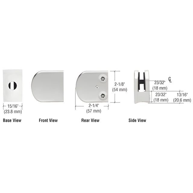 CRL Satin Chrome Z-Series Large Round Clamp for 1/4" Glass