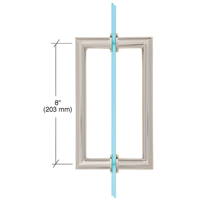 CRL Satin Nickel 8" MT Series Round Tubing Mitered Corner Back-to-Back Pull Handle