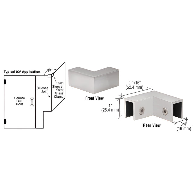 CRL Satin Nickel 90 Degree "Sleeve Over" Glass Clamp