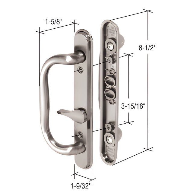 CRL Satin Nickel Diecast 8-1/2" Mortise-Style Handle 3-15/16" Screw Holes