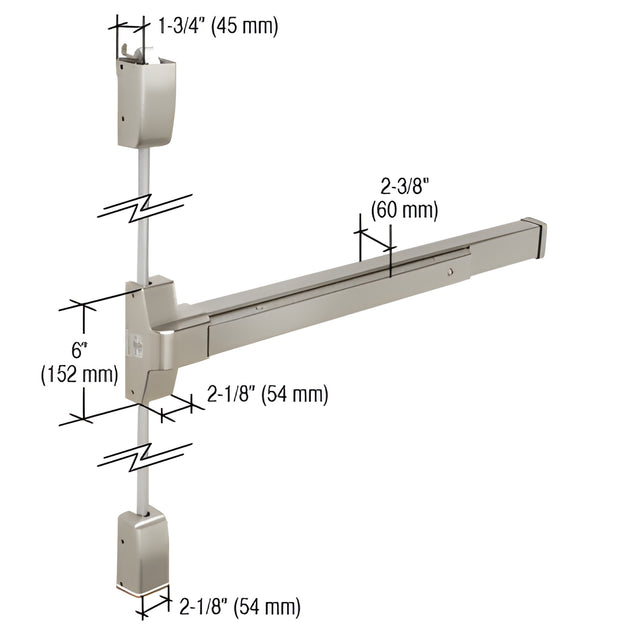 CRL Satin Stainless DL750SV Surface Vertical Rod Panic Exit Device