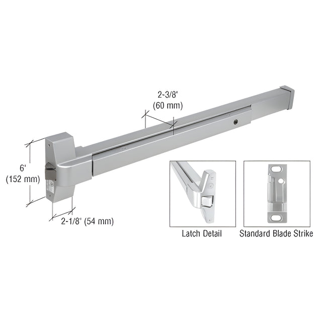 CRL Satin Stainless Steel Touch Bar Rim Panic Exit Device