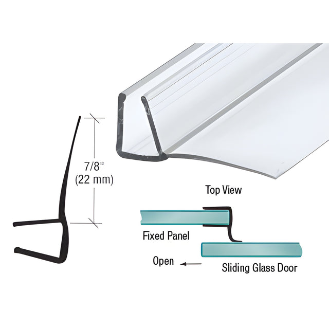 CRL Shower Door Seal 3/8" Polycarbonate 'U' with 90 Degree Vinyl Finseal
