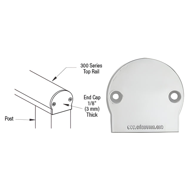 CRL Silver Metallic 300 Series Decorative End Cap