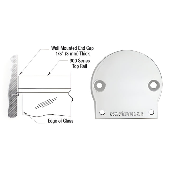 CRL Silver Metallic 300 Series Wall Mount End Cap