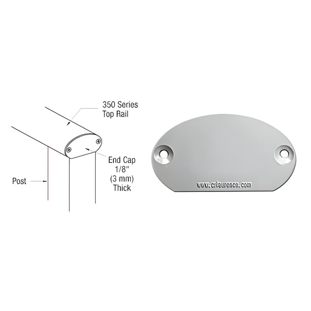 CRL Silver Metallic 350X Series Decorative End Cap