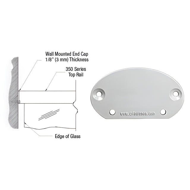 CRL Silver Metallic 350X Series Wall Mount End Cap