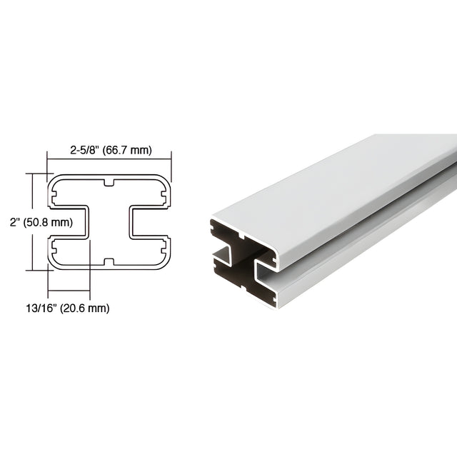 CRL Silver Metallic 48" Long 2" x 2-5/8" Rectangular 180 Degree Post