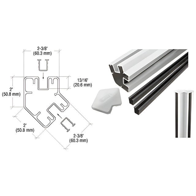 CRL Silver Metallic 72" Long 2" x 2-3/8" Rectangular 135 Degree Post Kit