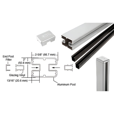 CRL Silver Metallic AWS 2" x 2-5/8" Rectangular 180 Degree 60" Center Post Kit