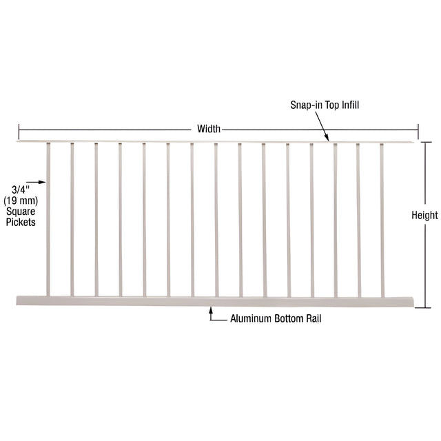 CRL Sky White 200, 300, 350, and 400 Series 72"W x 48"H Picket Panel