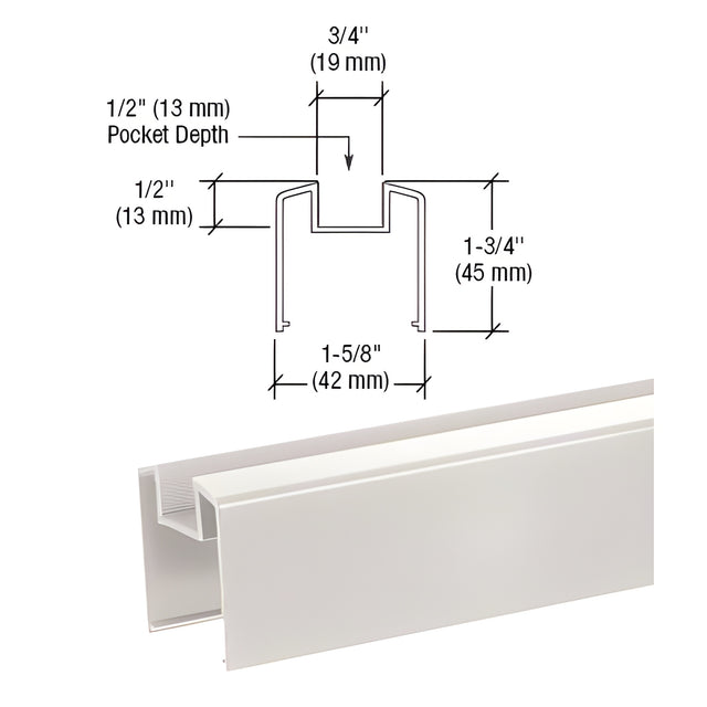 CRL Sky White 200, 300, 350, and 400 Series Bottom Rail for Glass 241" Long