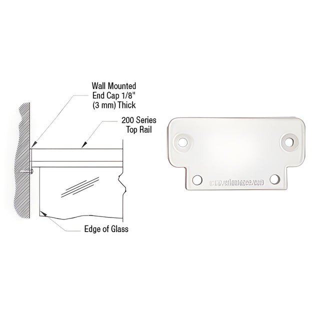 CRL Sky White 200 Series Wall Mount End Cap