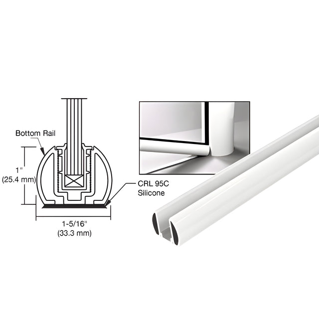 CRL Sky White 241" Bottom Rail Only for the Aluminum Windscreen System