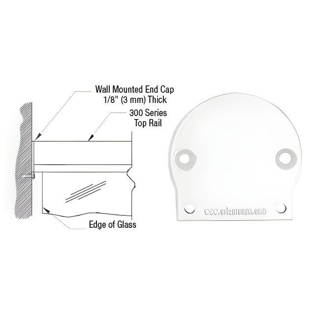 CRL Sky White 300 Series Wall Mount End Cap