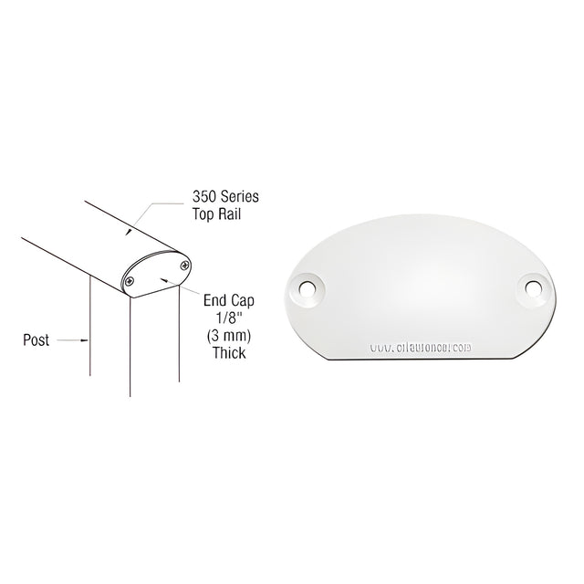 CRL Sky White 350X Series Decorative End Cap