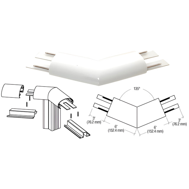 CRL Sky White 350X Series Top Cap 135º Corner