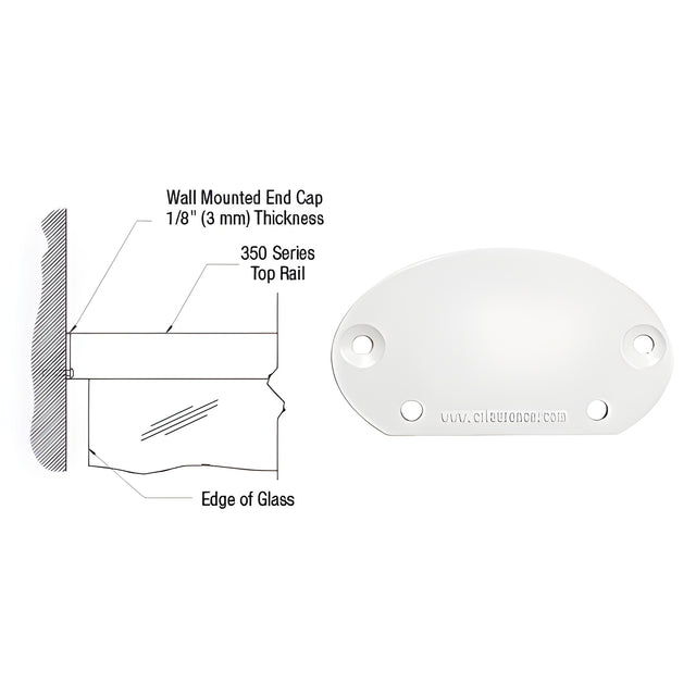 CRL Sky White 350X Series Wall Mount End Cap