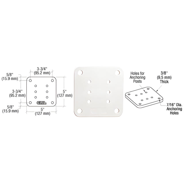 CRL Sky White 5" x 5" Square Base Plate