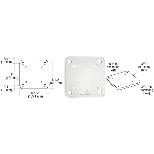 CRL Sky White 6-1/2" x 6-1/2" Square Base Plate