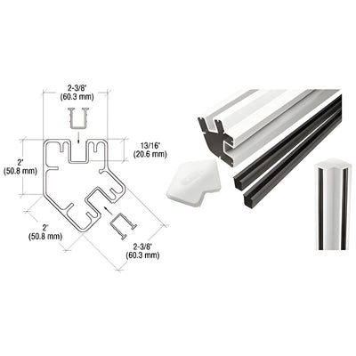 CRL Sky White AWS 48" Long 2" x 2-3/8" Rectangular 135 Degree Post Kit