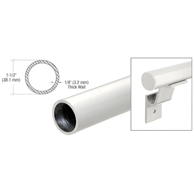CRL Sky White Quick Connect 1-1/2" Diameter Aluminum Hand Rail