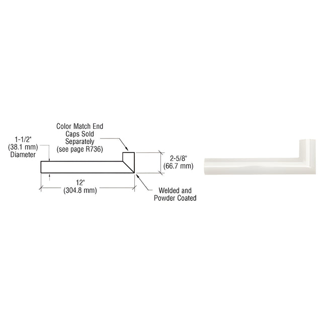 CRL Sky White Quick Connect Wall Hand Rail Return for 1-1/2" Diameter Tubing