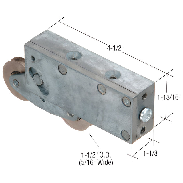CRL Sliding Glass Door Roller with Tandem Stainless Steel Rollers and 1-1/8" Wide Housing