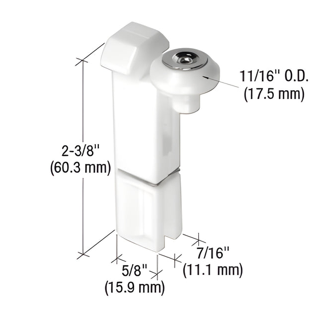 CRL Sliding Screen Door Top Hung Roller 7/16" Wide for HiLite Doors