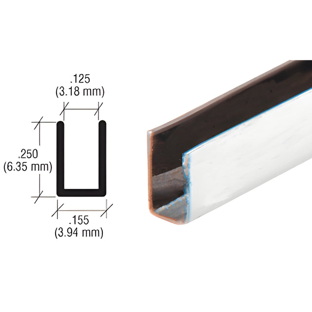 CRL Stainless Steel 1/8" Opening 1/4" Height U-Channel