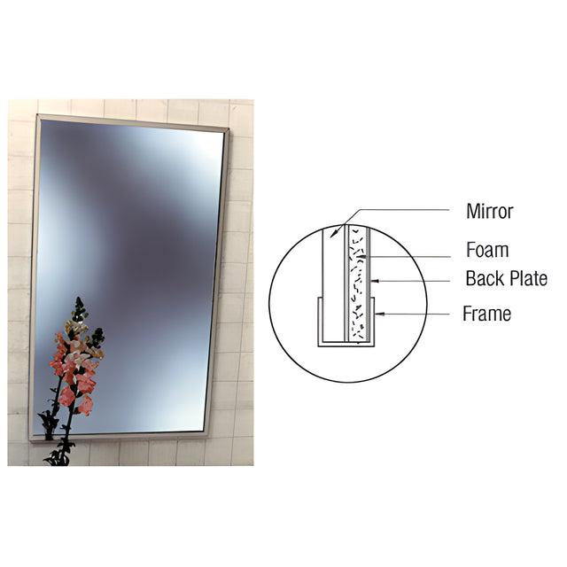 CRL Stainless Steel 18-1/4" x 30-1/4" Standard Channel Theft-Proof Framed Mirror