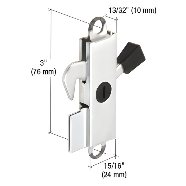 CRL Stamped Aluminum 13/32" Wide Sliding Glass Door Lever Lock
