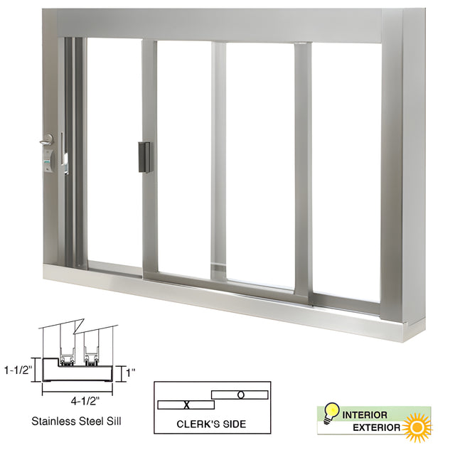 CRL Standard Size Self-Closing Deluxe Service Window Unglazed with S.S.Step-Sill