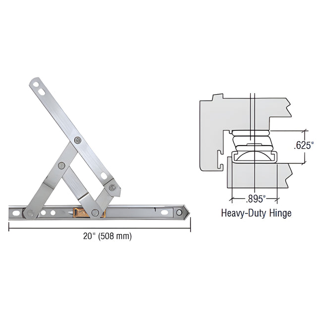 CRL Truth® 20" Heavy-Duty 4-Bar Stainless Steel Window Hinge