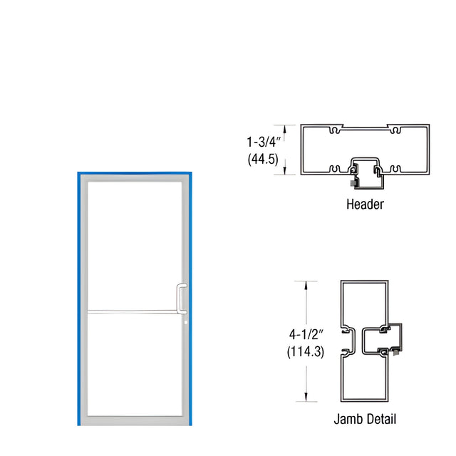 CRL-U.S. Aluminum 1-3/4" x 4-1/2" Clear Anodized Tubular Up and Over Right Hand Single Door Frame