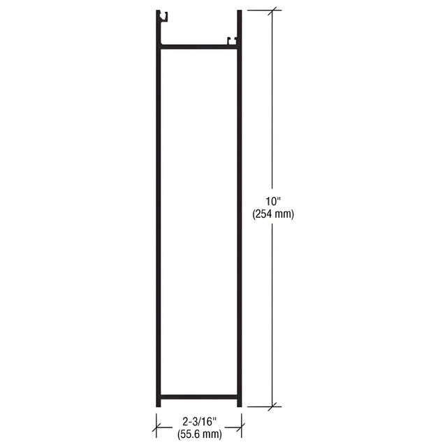 CRL-U.S. Aluminum 10" A.D.A. Bottom Door Rail for 1-5/16" Glass - 12'-2", Dark Bronze/Black Anodized Class 1