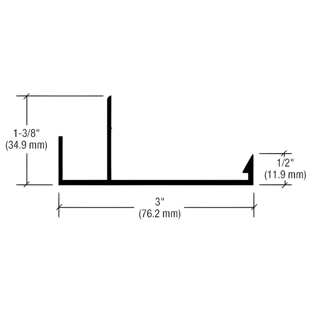 CRL-U.S. Aluminum 3" Gypsum Board Adaptor, Dark Bronze/Black Anodized Class 1 - 24'-2"