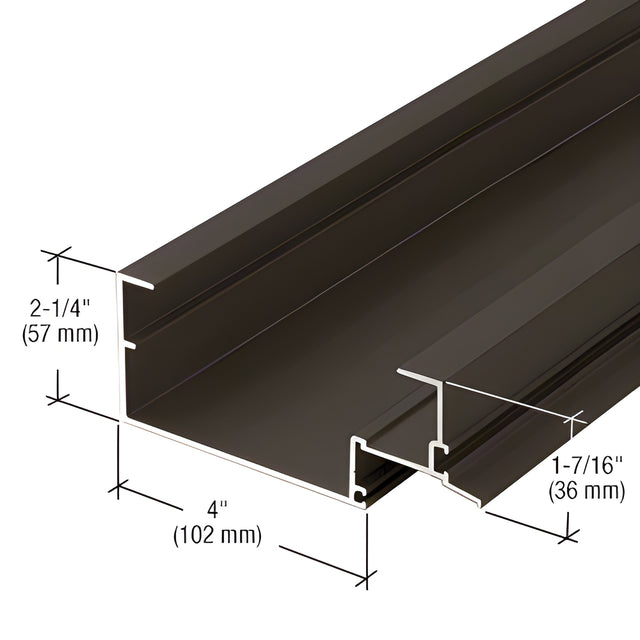 CRL-U.S. Aluminum 4" Open Back Head Mullion for Shear Block Assembly, Dark Bronze/Black Anodized Class 1 - 24'-2"