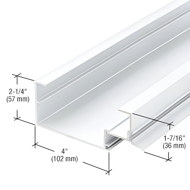 CRL-U.S. Aluminum 4" Open Back Head Mullion for Shear Block Assembly, White KYNAR® Paint - 24'-2"