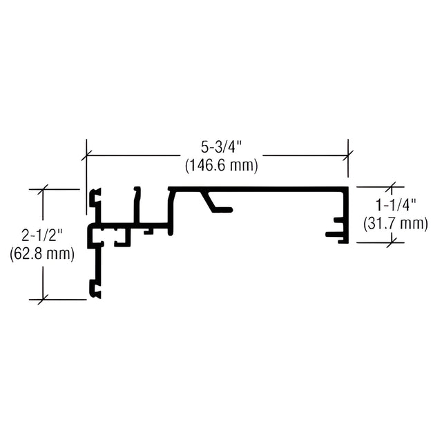 CRL-U.S. Aluminum 6" Horizontal Mullion for 1/4" Transition Glazing, Custom Paint- 24'-2"