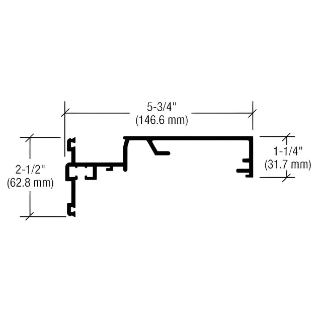 CRL-U.S. Aluminum 6" Inside Glaze Horizontal Mullion, Clear Anodized Class 1 - 24'-2"