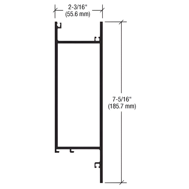 CRL-U.S. Aluminum 7-5/16" Door Mid-Rail for 1-5/16" Glass - 21'0, Dark Bronze/Black Anodized Class 1