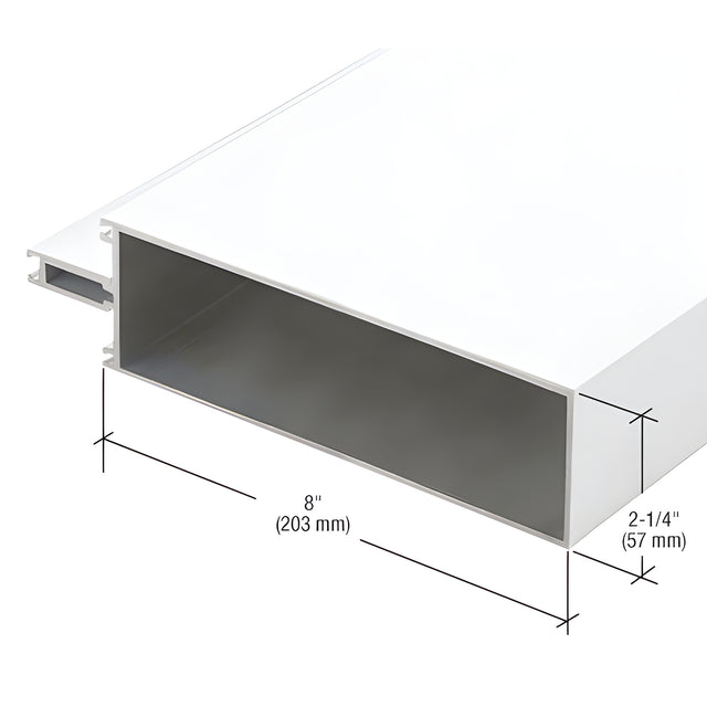 CRL-U.S. Aluminum 8" Captured Glazed Vertical Mullion for 1" Glass, White KYNAR® Paint - 24'- 2"